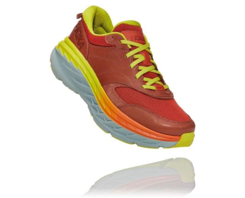 Hoka | Men's Bondi Leather Road Running Shoe Auburn / Chili