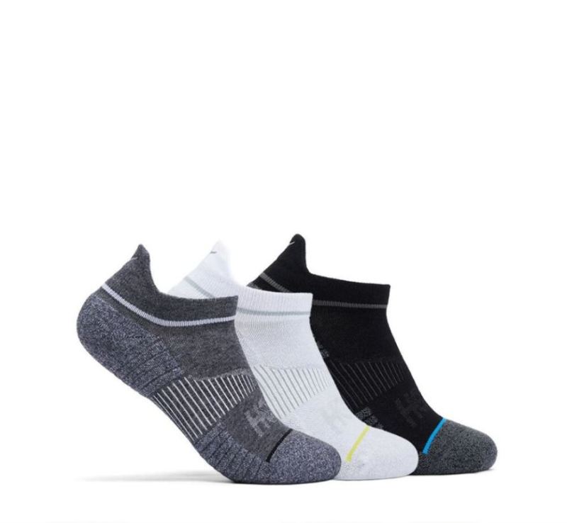 Hoka | Women's No-Show Run Sock 3-Pack White / Black / Grey