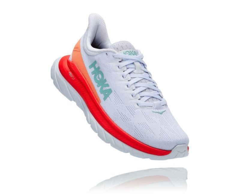 HOKA | WOMEN'S MACH 4 WHITE / FIESTA