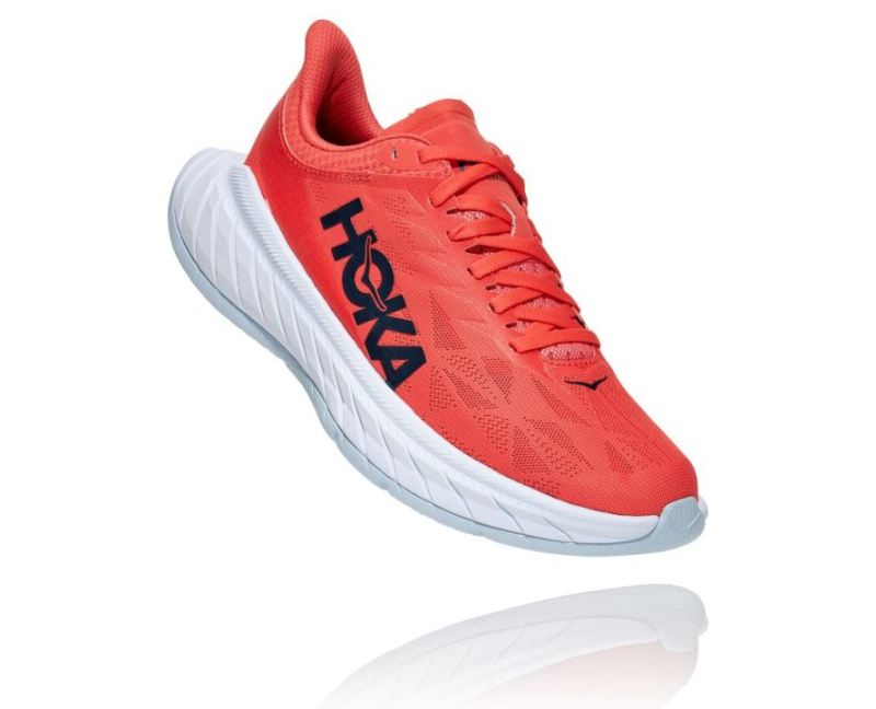 HOKA | WOMEN'S CARBON X 2 HOT CORAL / BLACK IRIS