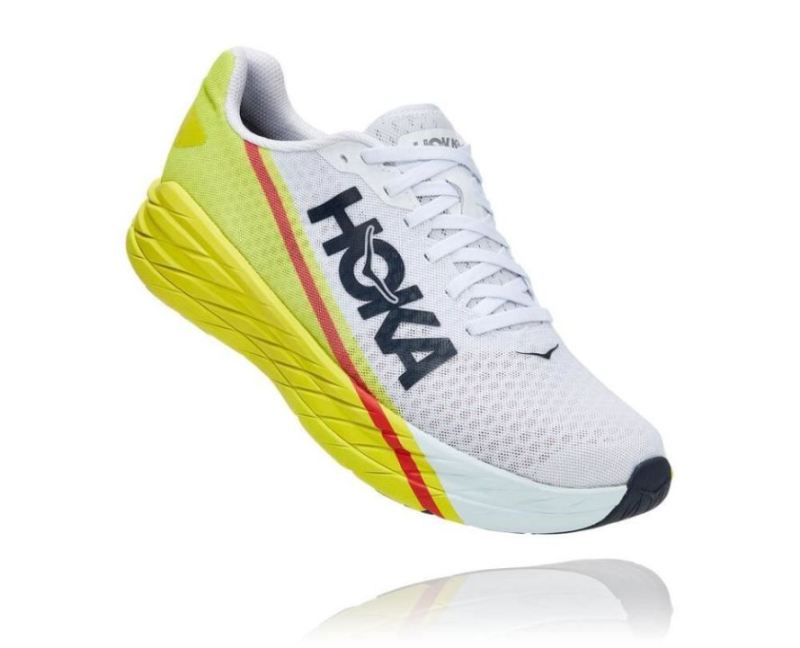 Hoka | Men's Rocket X Running Shoe White / Evening Primrose