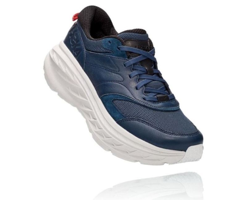 Hoka | Men's Bondi Leather Road Running Shoe Moonlit Ocean / Nimbus Cloud