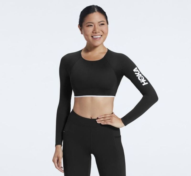 Hoka | Women's Long Sleeve Crop Top Black