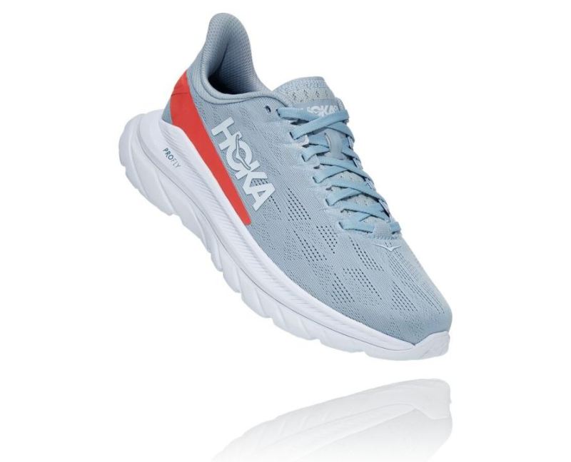 HOKA | WOMEN'S MACH 4 BLUE FOG / HOT CORAL