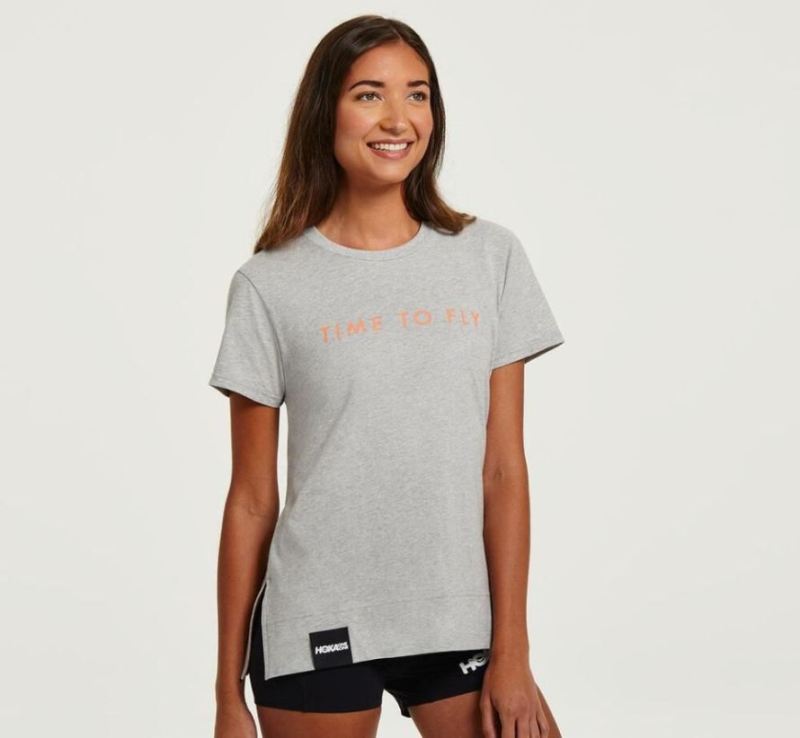 Hoka | Women's Brand Tee Heather Grey / Cantaloupe