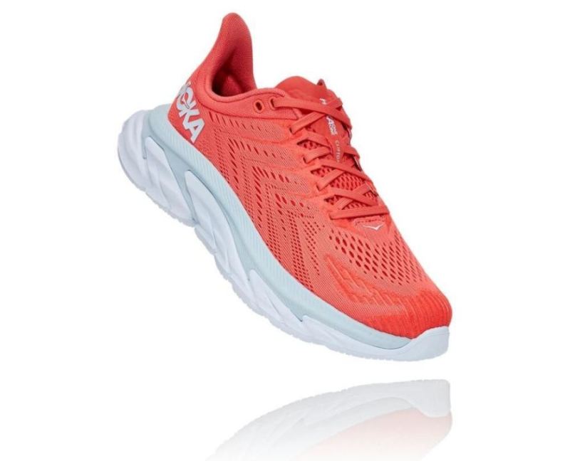 Hoka | Women's Clifton Edge Hot Coral / White