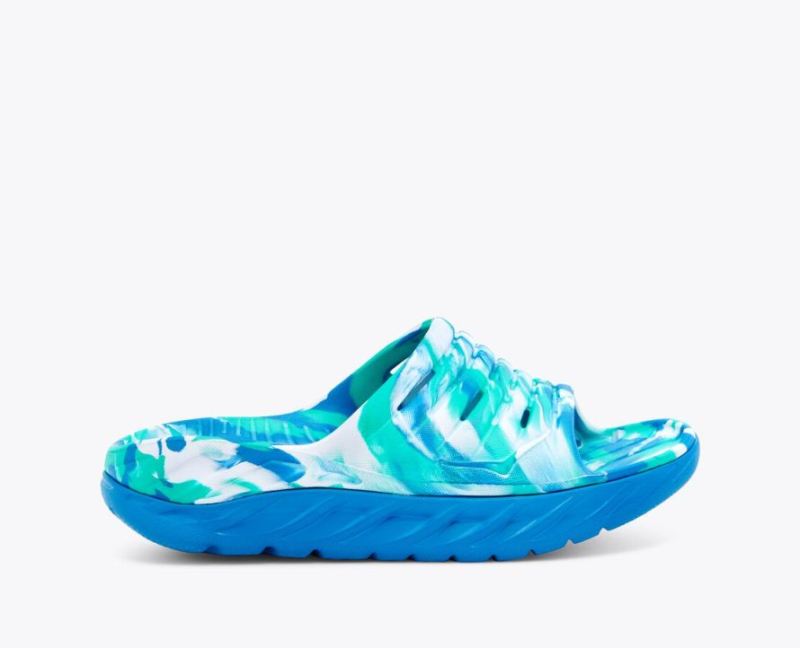 Hoka | Men's Ora Recovery Slide Swirl-Atlantis / Blue Coral