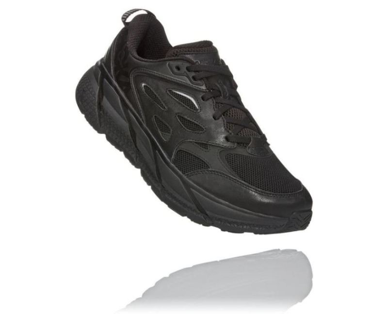 Hoka | Men's Clifton Leather Road Running Shoe Black / Raven