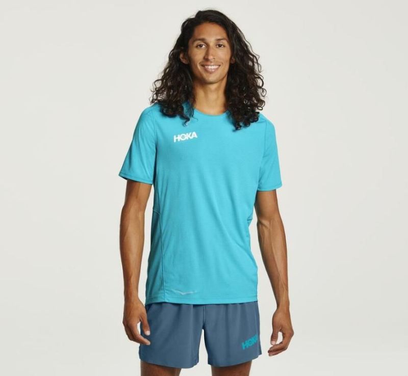 Hoka | Men's Performance Short Sleeve Scuba Blue