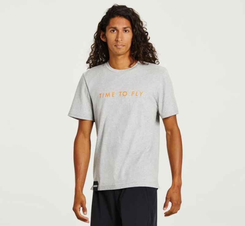 Hoka | Men's Brand Tee Heather Grey / Persimmon Orange