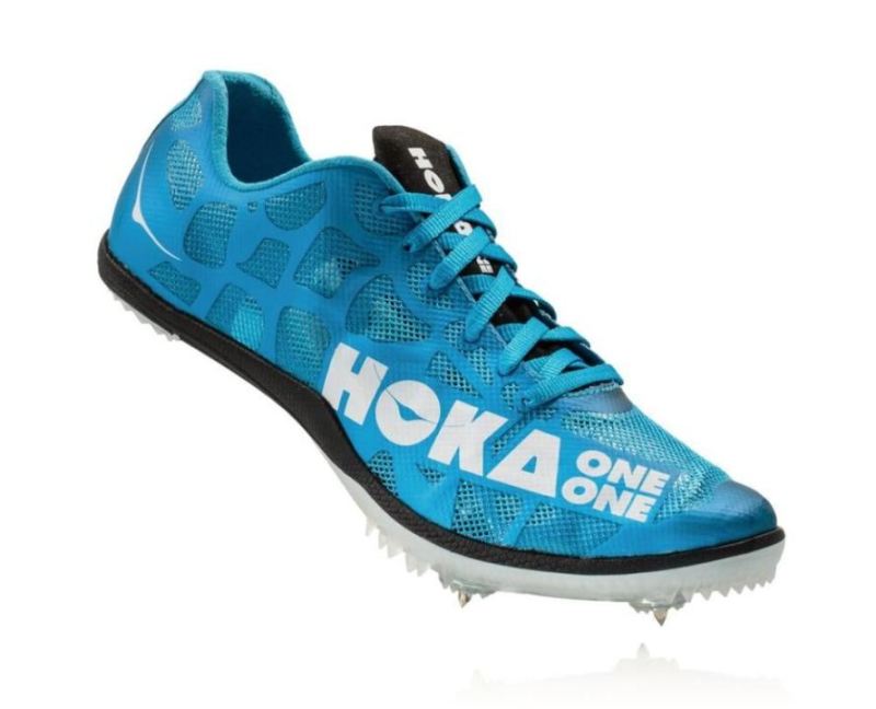 Hoka | Men's Rocket MD Track Spikes Cyan / White